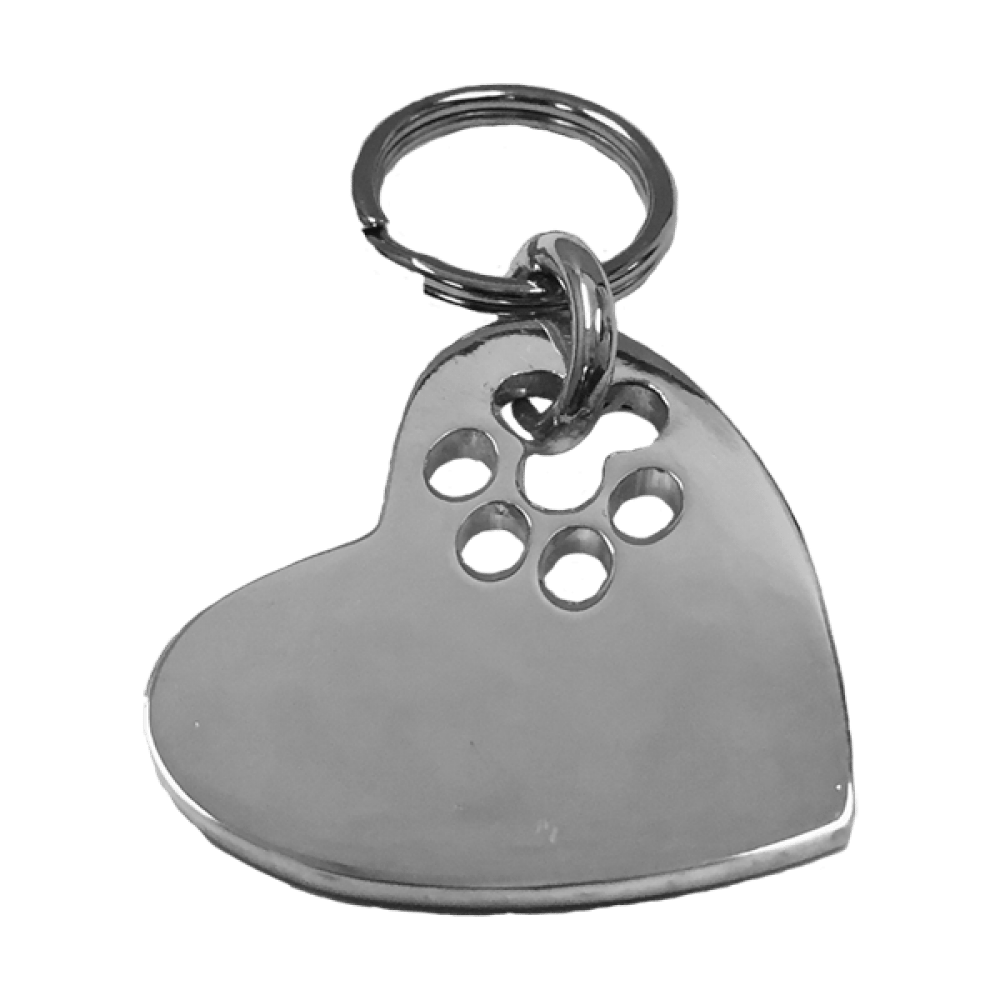 Medium Heart Cut-Out Paw Tag Sterling Silver
