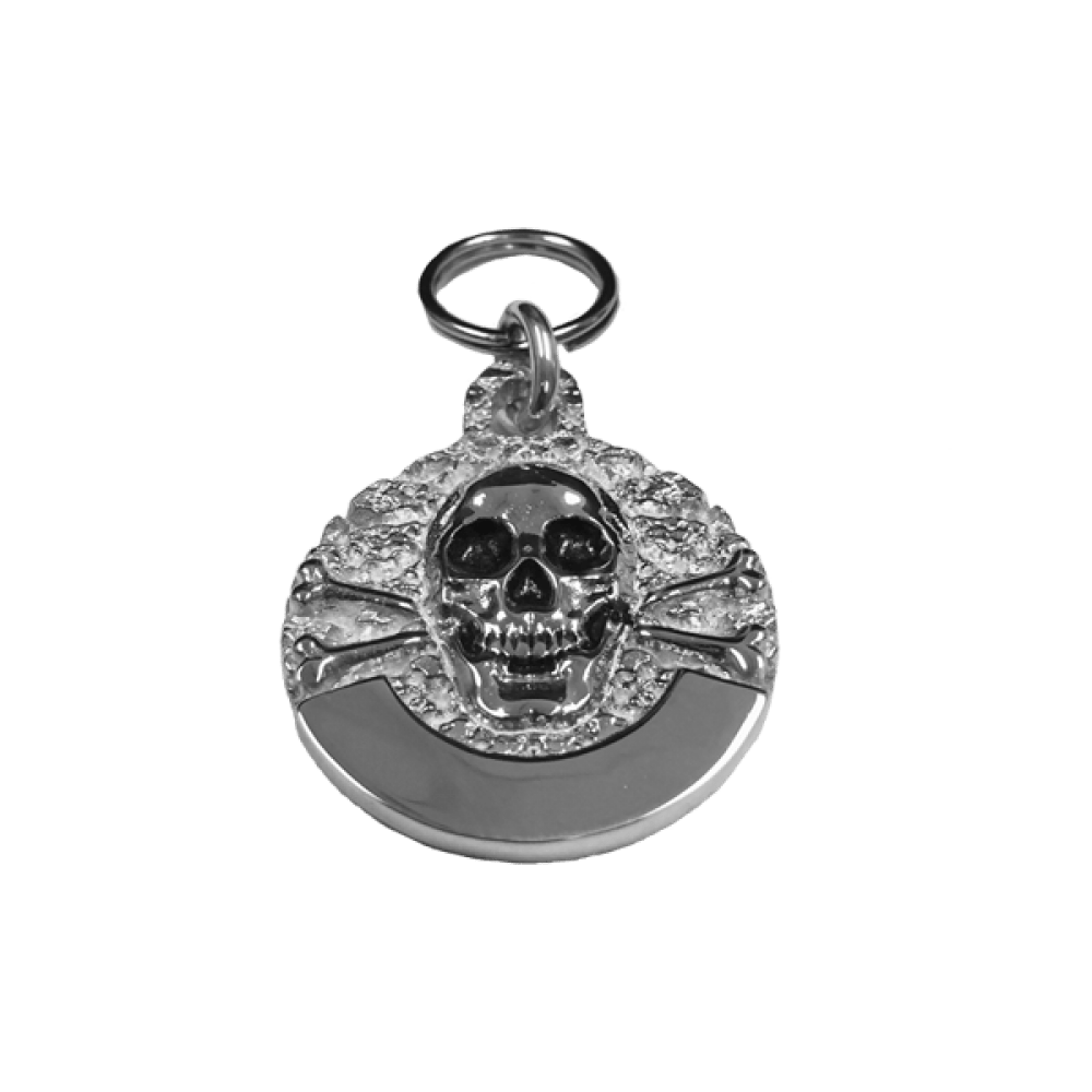 Medium Skull & Cross Bone Tag Sterling Silver