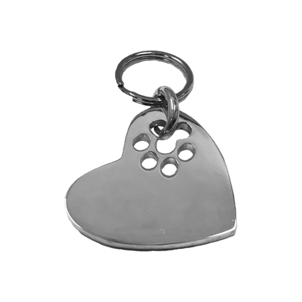 Small Heart Cut-Out Paw Tag Sterling Silver