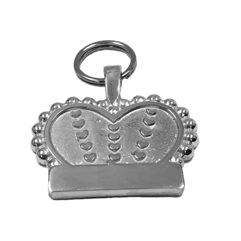 Medium Crown & Heart Tag Sterling Silver