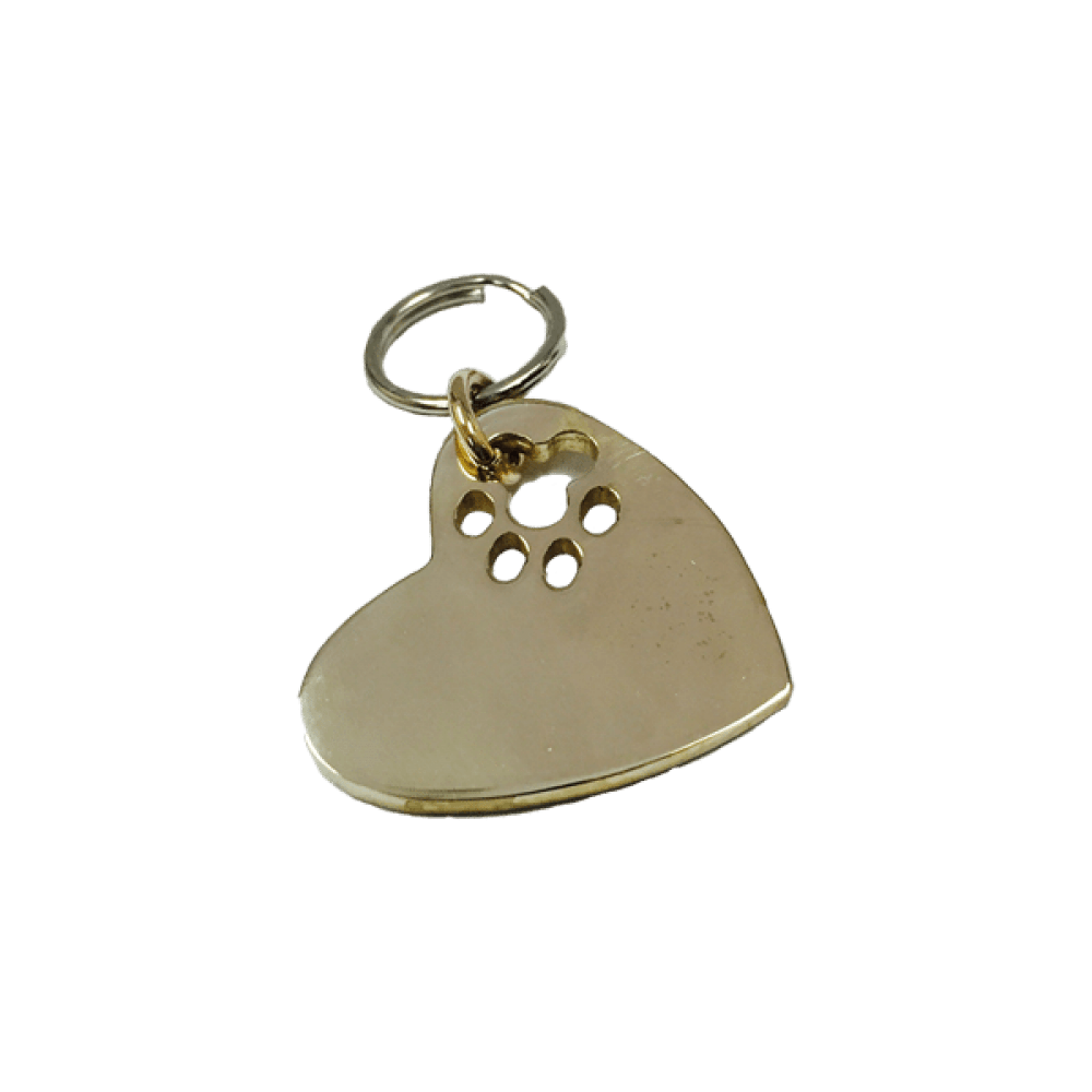 Small Bronze Heart Cut-Out Paw Tag
